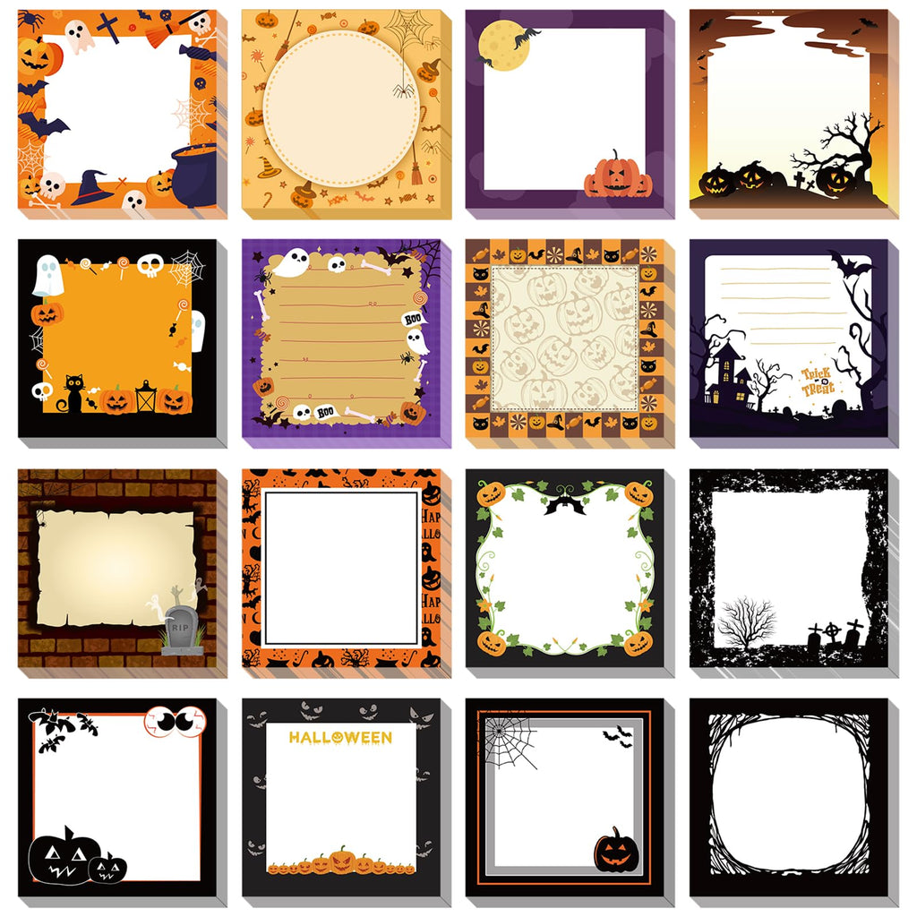 9 Pieces Fall Sticky Notes Self-Adhesive Pumpkin Maple Leaf Sunflower Turkey Memo Pads