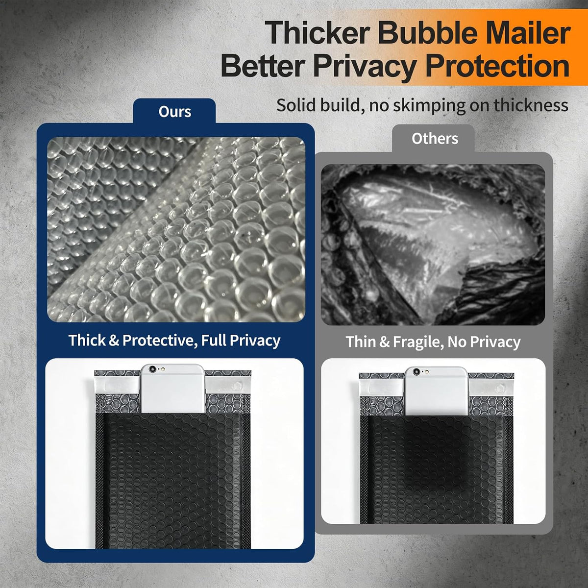 25 Pack 5" x 9" Usable Size Bubble Mailers, Black Padded Envelopes with Self Seal Closure