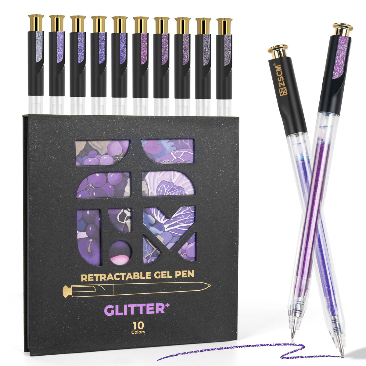 10 Blue Explosive Shimmer Retractable Glitter Gel Pens, Upgraded Sparkle