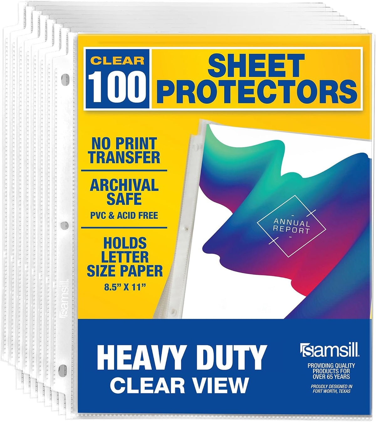 Samsill 100 Pack Heavy Duty Sheet Protectors, Crystal Clear