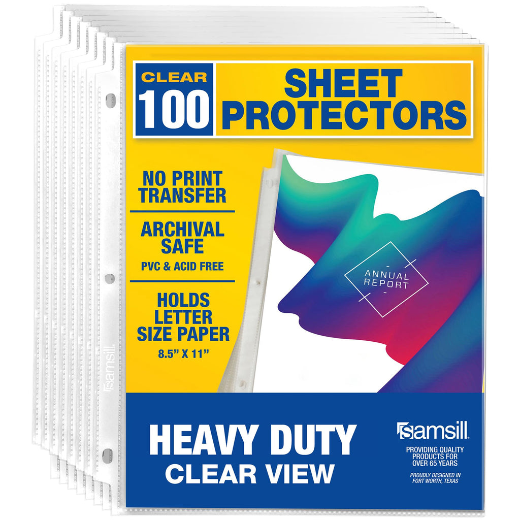 Samsill 100 Pack Heavy Duty Sheet Protectors, Non-Glare