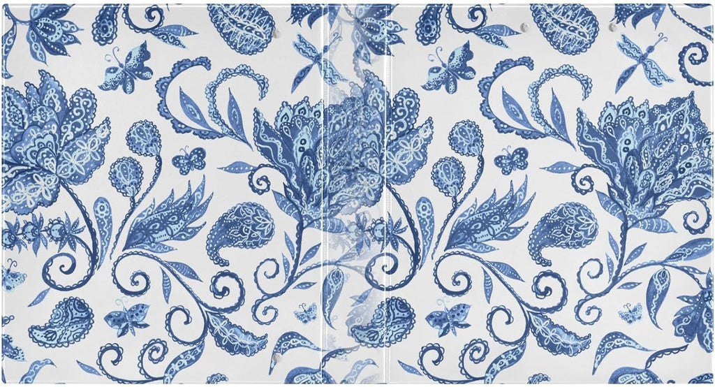 Blue White Floral 3 Ring Binders, 1.5 Inch Round Rings to Hold 200 Sheets