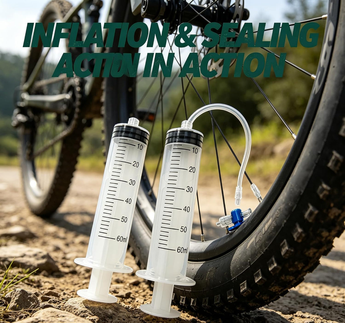 2PCS Tubeless Sealant Injector, 150ml Tire Sealant Injector for Tubeless
