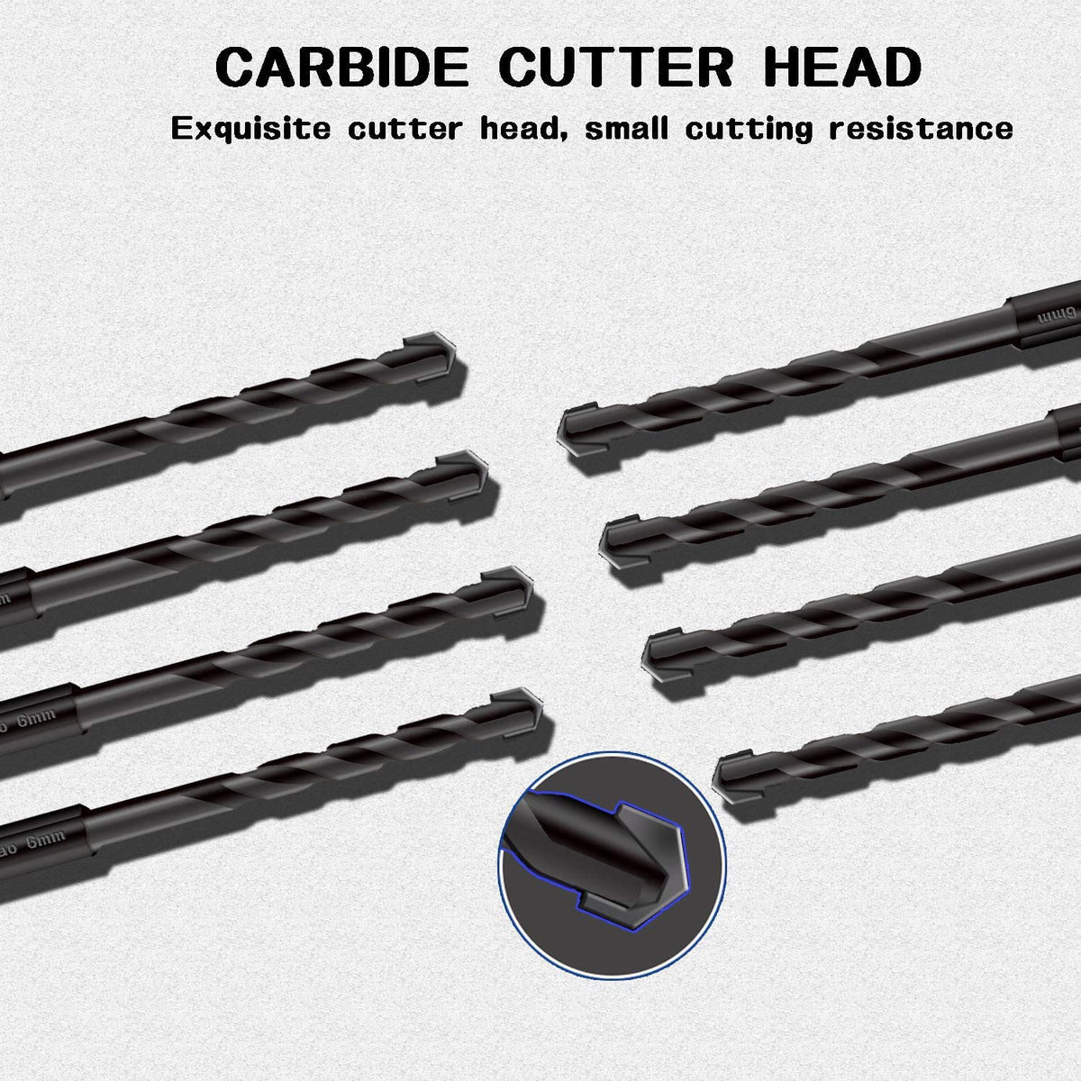 10PC 5MM Black Concrete Drill Bit Set, Mgtgbao Masonry Drill Bits for Tile,Brick
