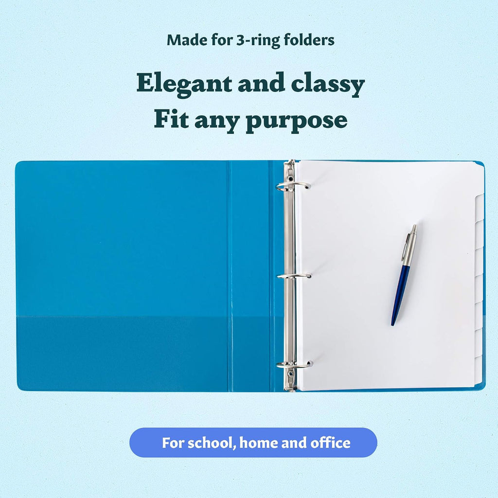 Binder Dividers with Tabs - (Set of 12) x 8-Tab Dividers for 3 Ring Binders, White