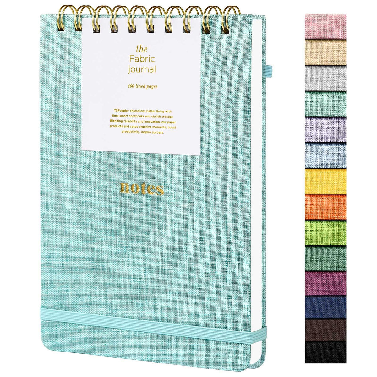 A5 Top Spiral Notebook, Fabric Hardcover College Ruled Journal