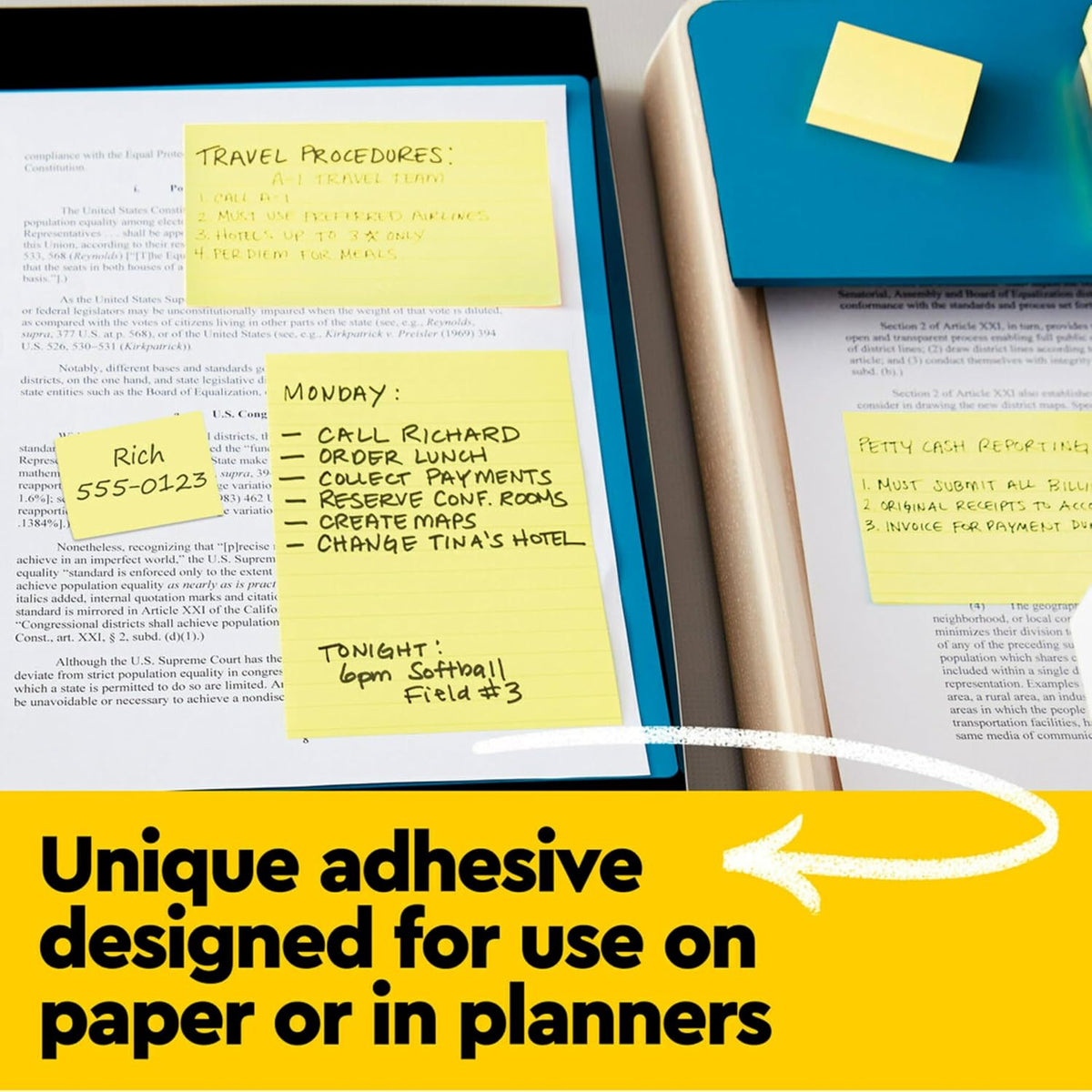 Post-it Notes, 3 x 3 in, The Iconic Canary Yellow Note, 6 Lined Pads