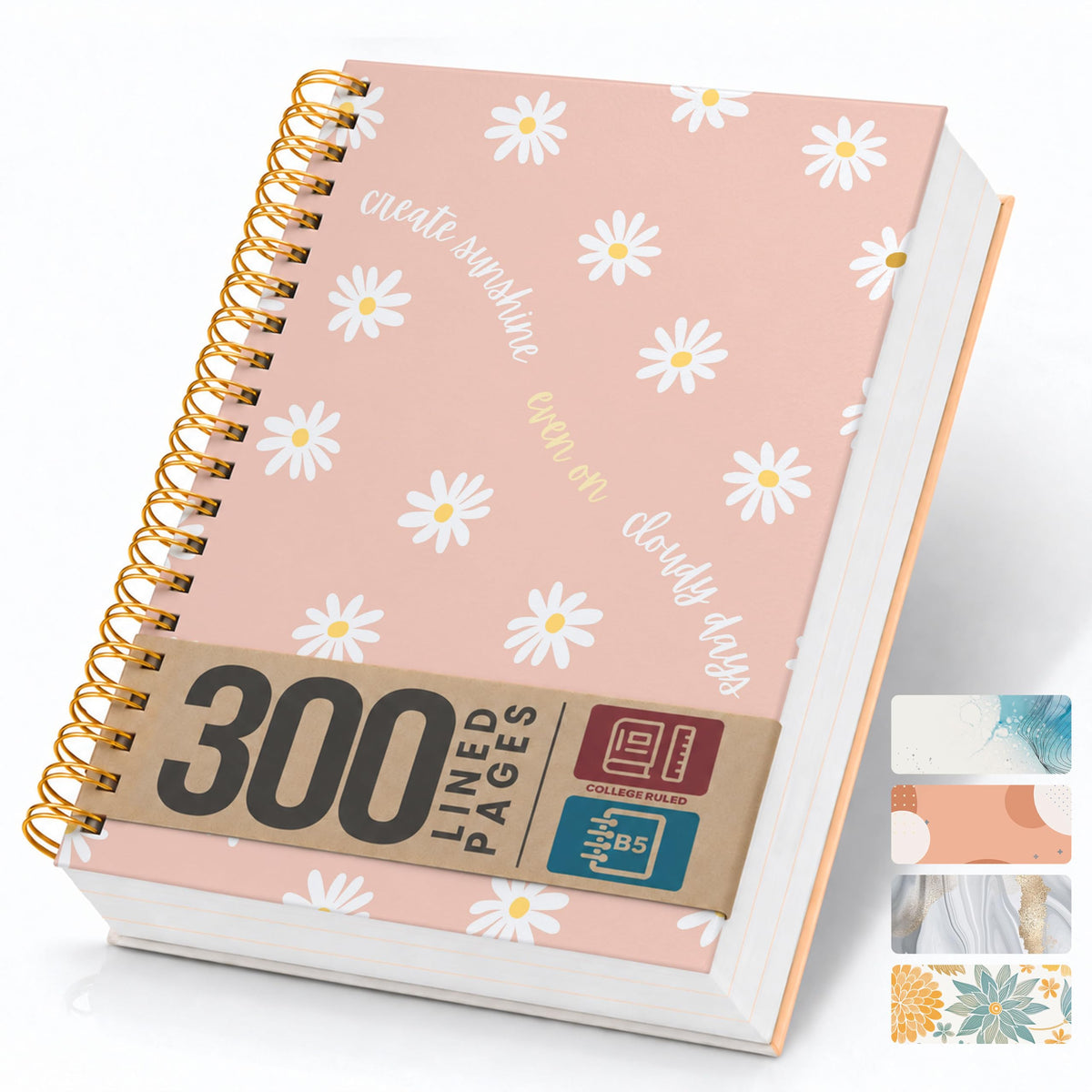 300-Page Hard Cover Notebook with Affirmations - B5 Spiral Bound