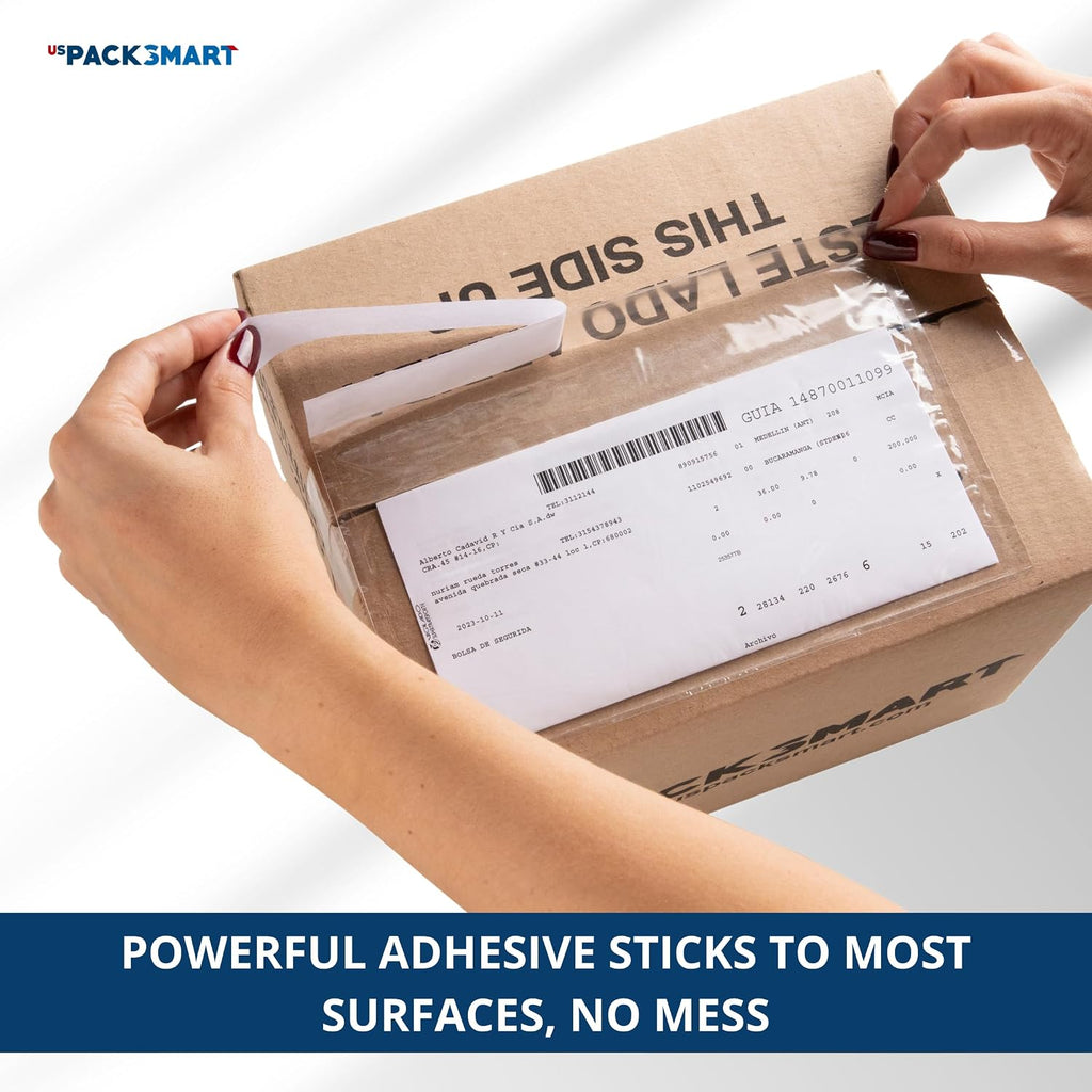 200 Units, 7.5"x5.5" Clear Packing List Shipping Label Envelopes - Heavy Duty Adhesive