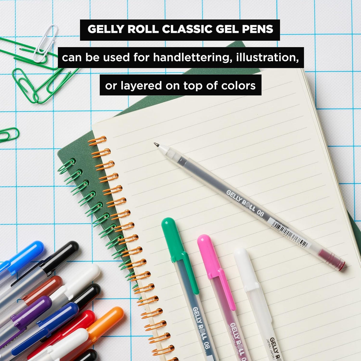 Sakura Gelly Roll Gel Pens, White, Assorted 05/08/10 Tip - 6 Pack