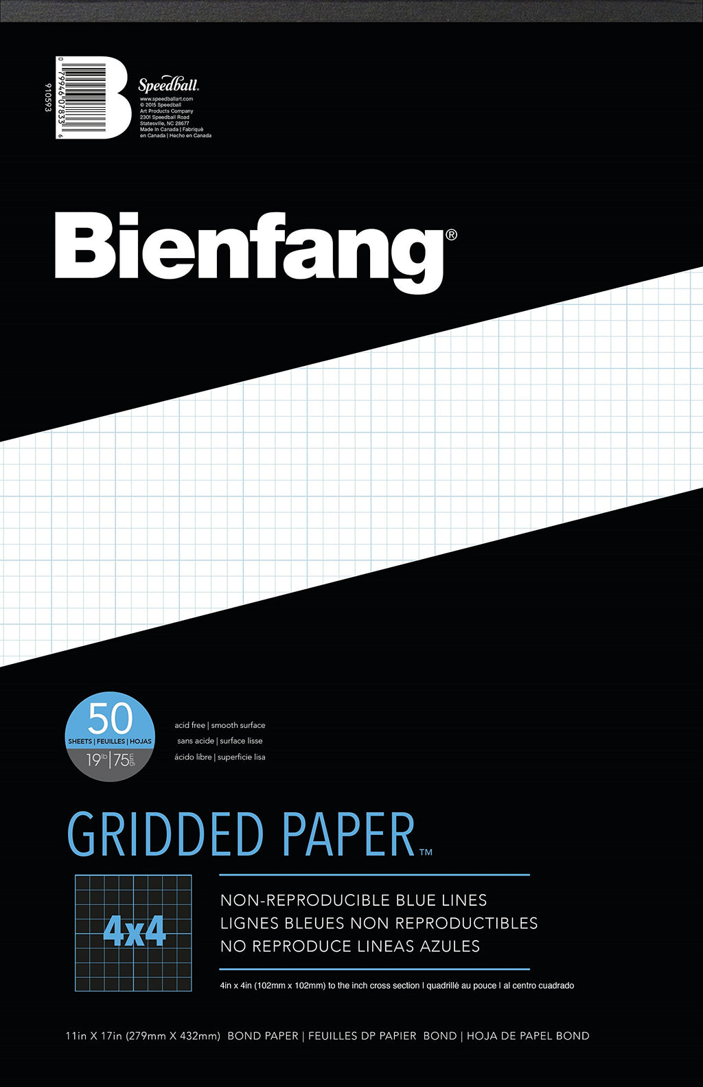 Bienfang Designer Grid Graph Paper Pad, 10x10 Cross Section, 8.5 x 11 Inches, 50 Sheets
