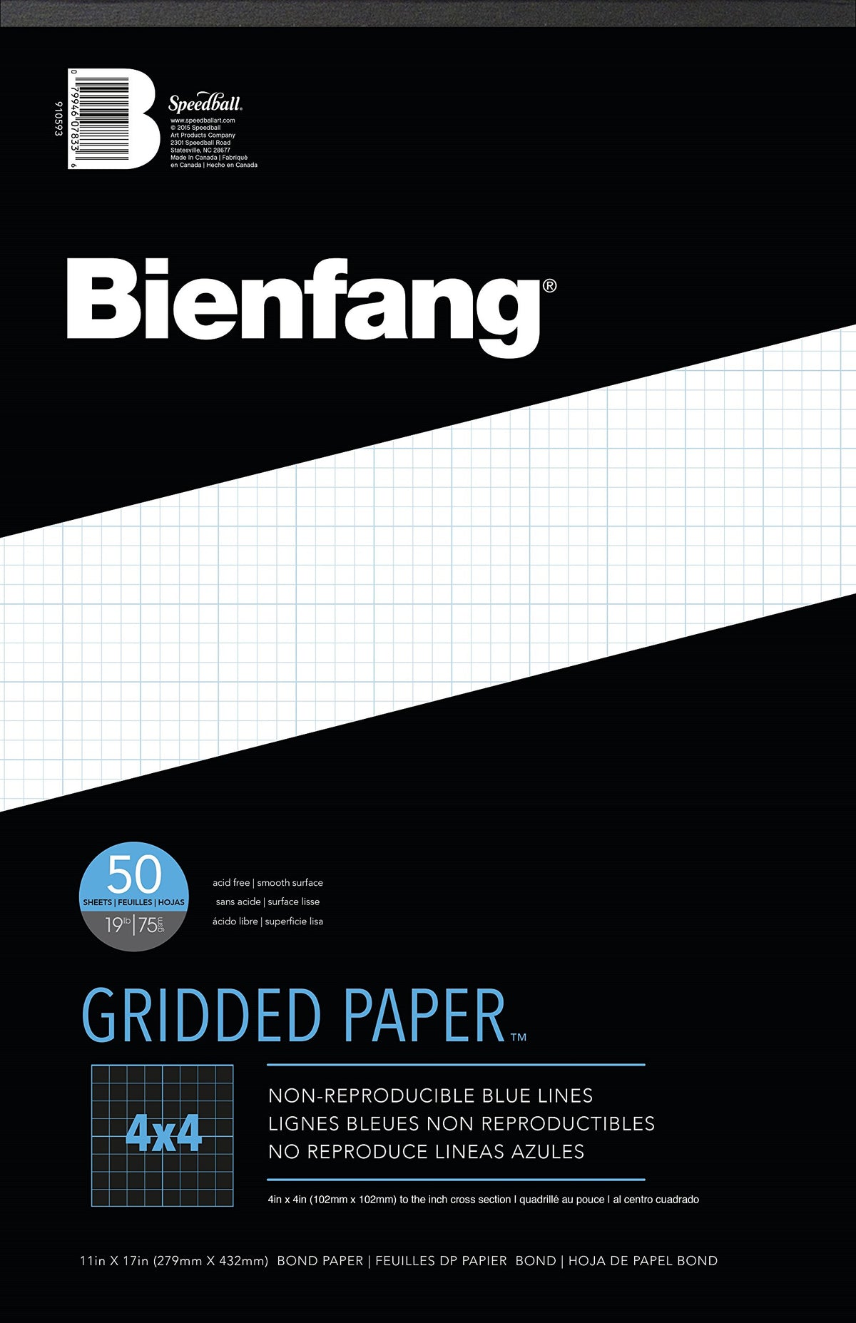 Bienfang Designer Grid Graph Paper Pad, 10x10 Cross Section, 8.5 x 11 Inches, 50 Sheets