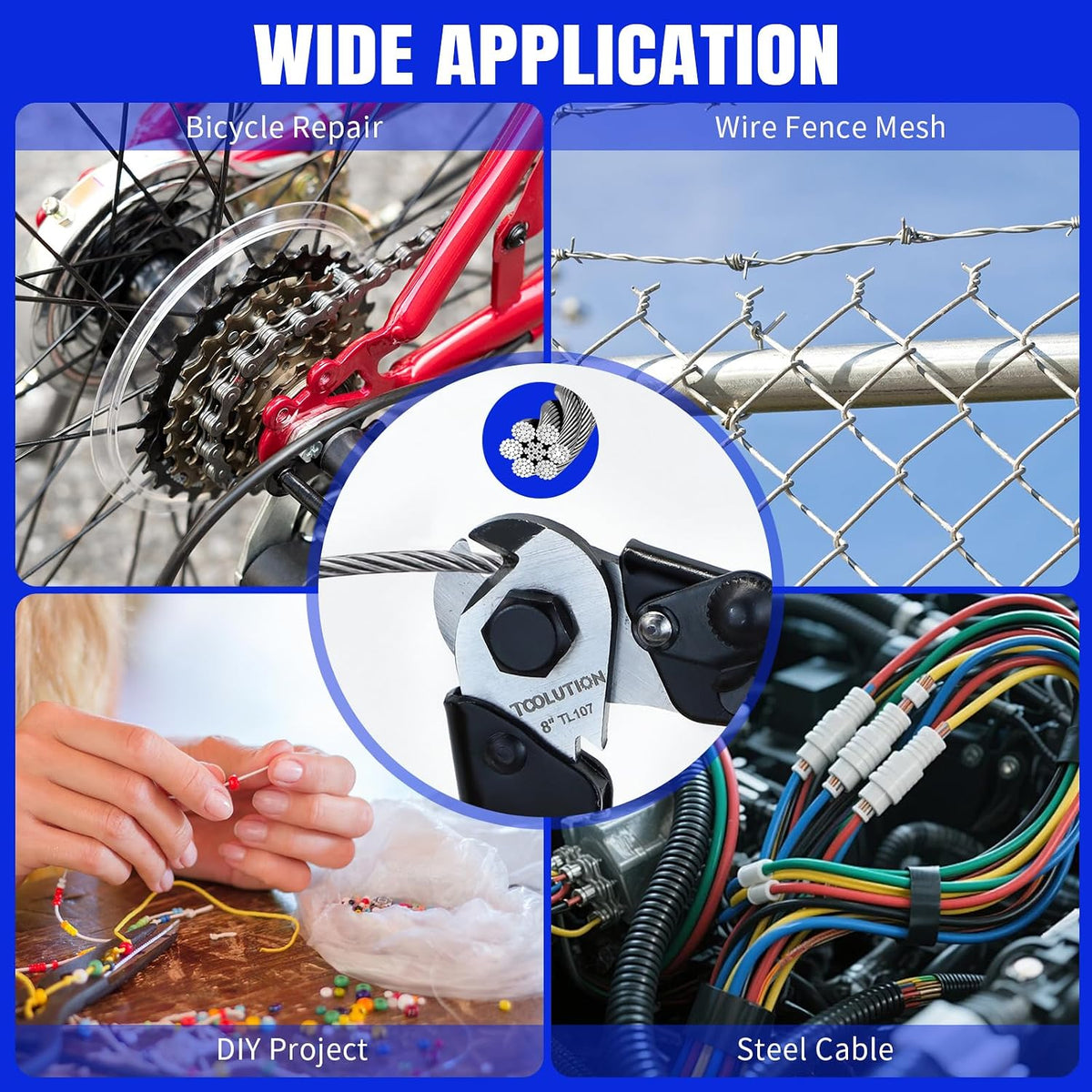 8 Inch Wire Rope Cutter, Stainless Steel Cable Cutter