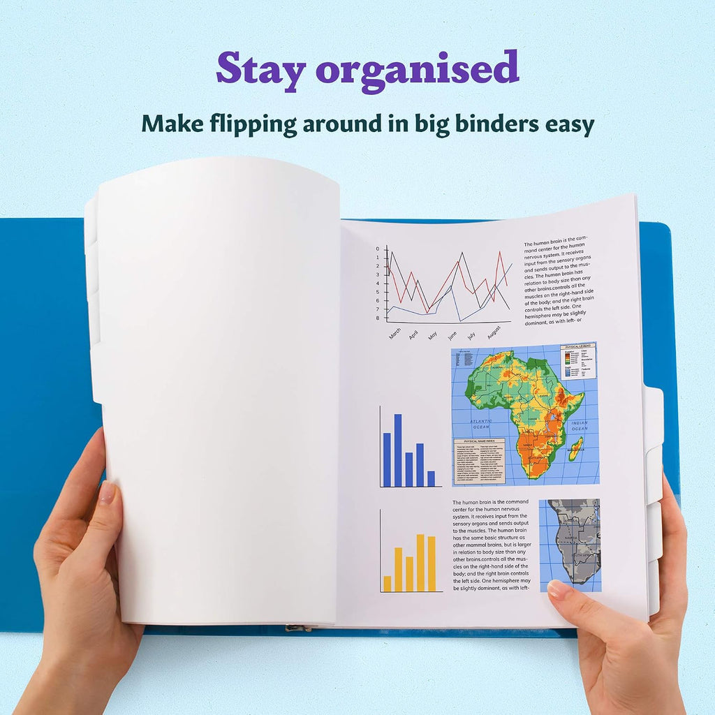 Binder Dividers with Tabs - (Set of 12) x 8-Tab Dividers for 3 Ring Binders, White