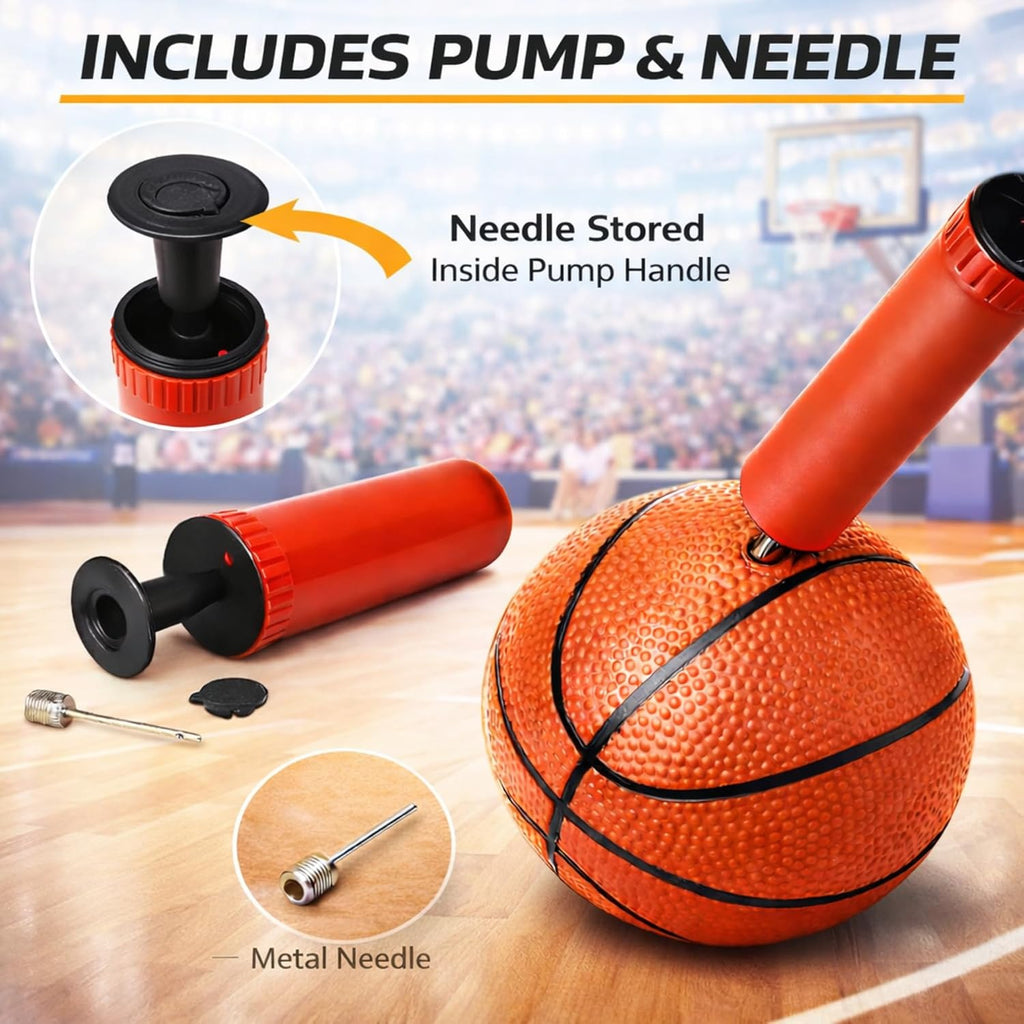 4 Pack Mini Basketballs for Mini Hoops, 6 Inch Inflatable PVC Basketball Balls with Pump