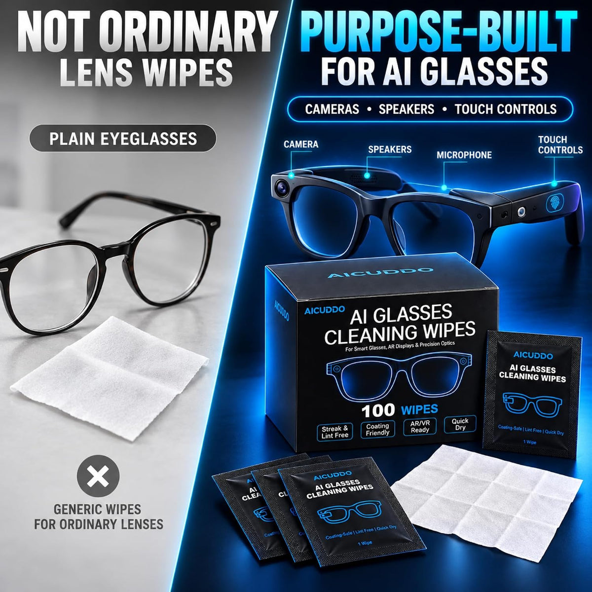 AI Glasses Cleaning Wipes for Ray-Ban Meta Gen 2/1, Smart Glasses Cleaner