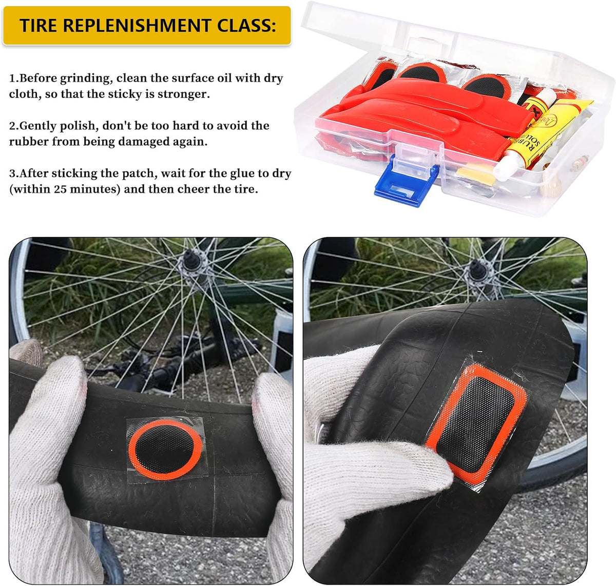 80pcs Bike Tire Repair Kit, Self-Adhesive Bike Tire Patch Kit