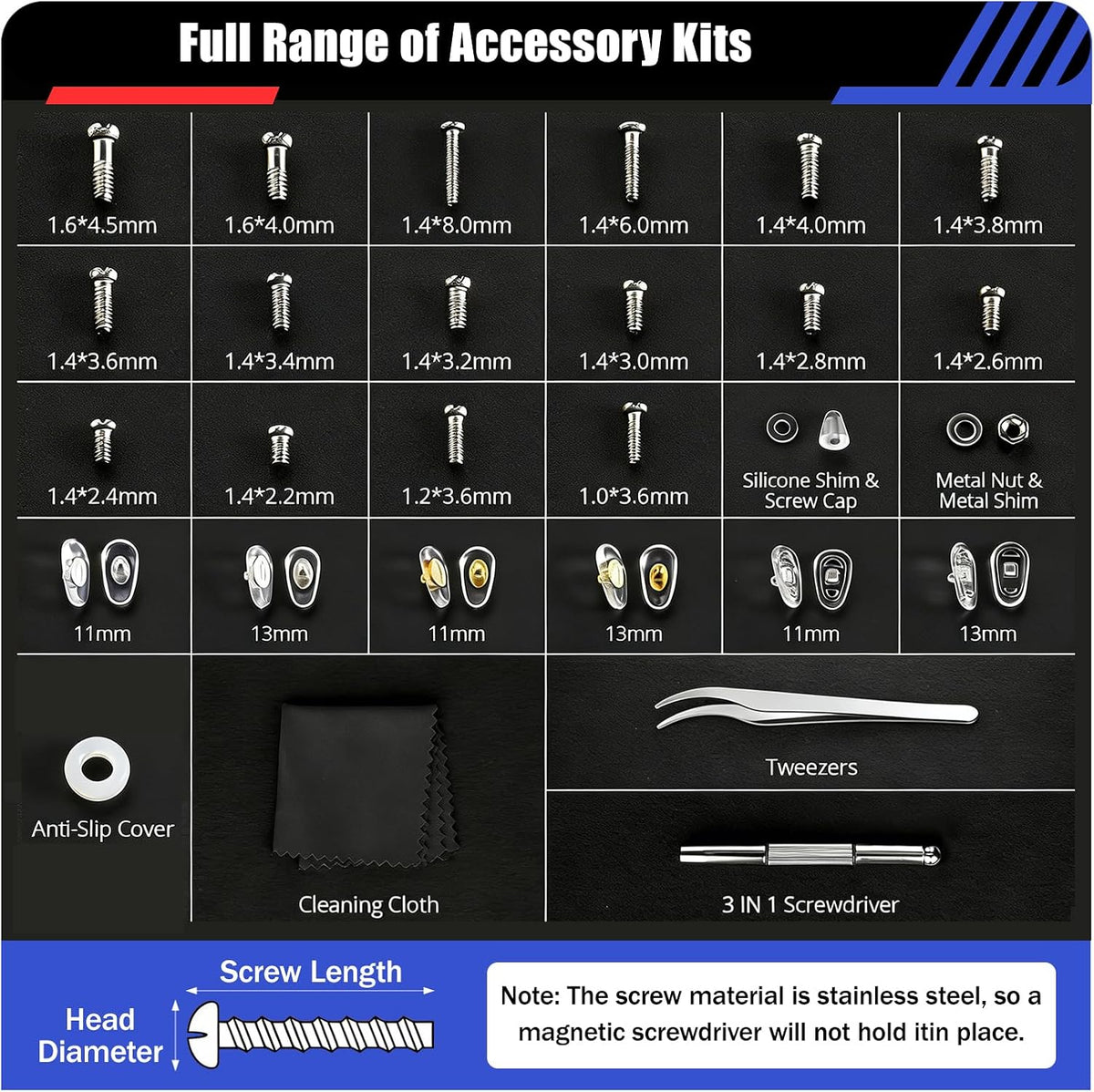 67 Piece Glasses Repair Kit with Screws,Magnetic Eyeglass Repair Tool Set with 16