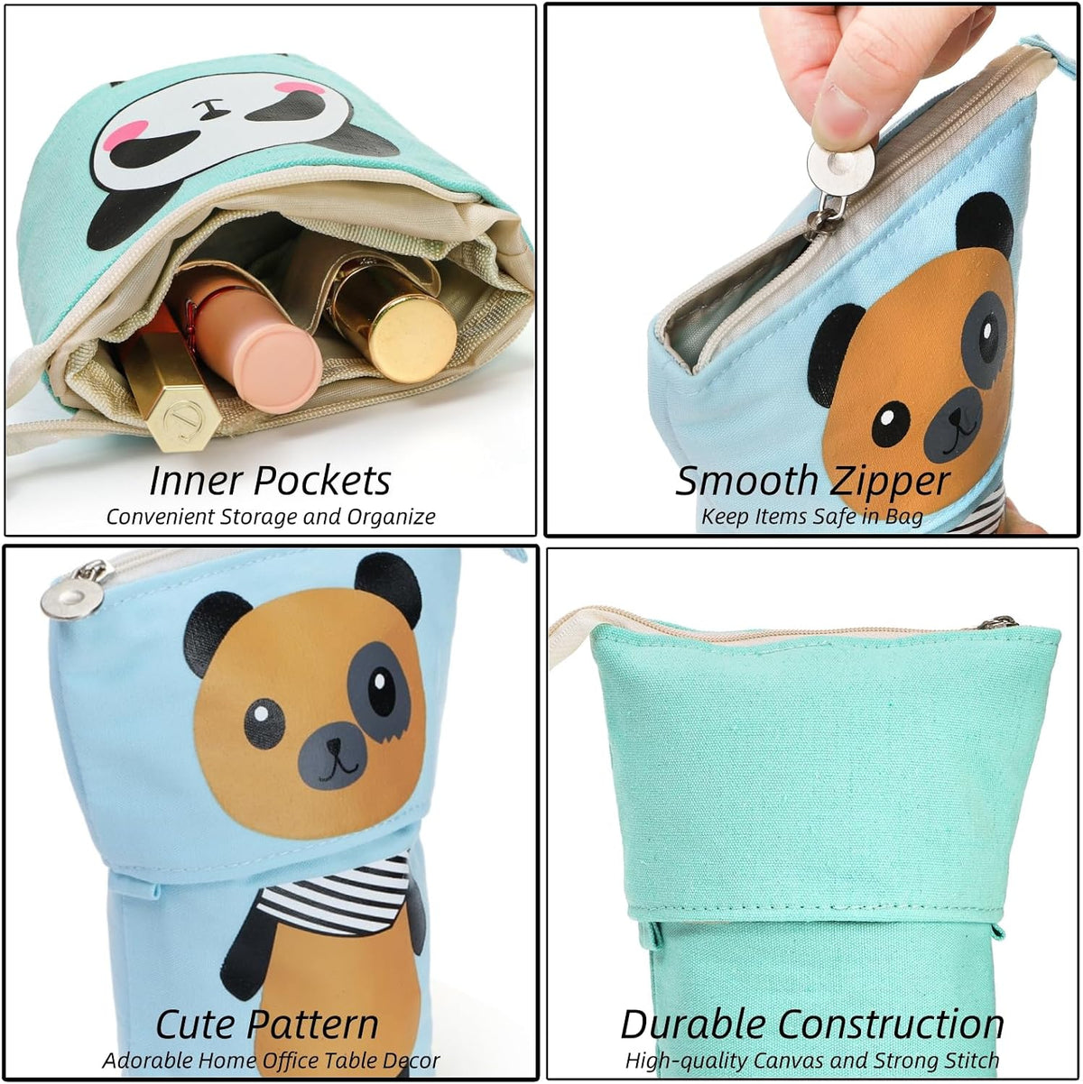 4 Pack Telescopic Pencil Case, Portable Pop Up Pen Pouch with Zipper