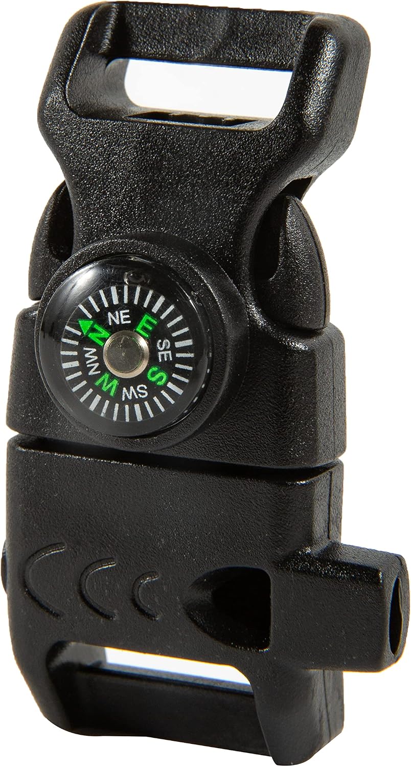 10 PCS Emergency Whistle Buckle come with Compass & Fire Starter & Flint Scraper for