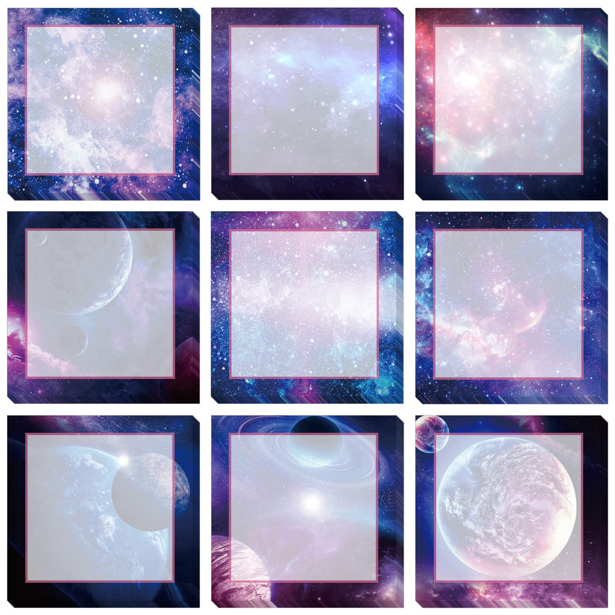 9 Dreamy Pastel Gradient Sticky Notes - Self-Adhesive Note Pads & Memo Notes for School