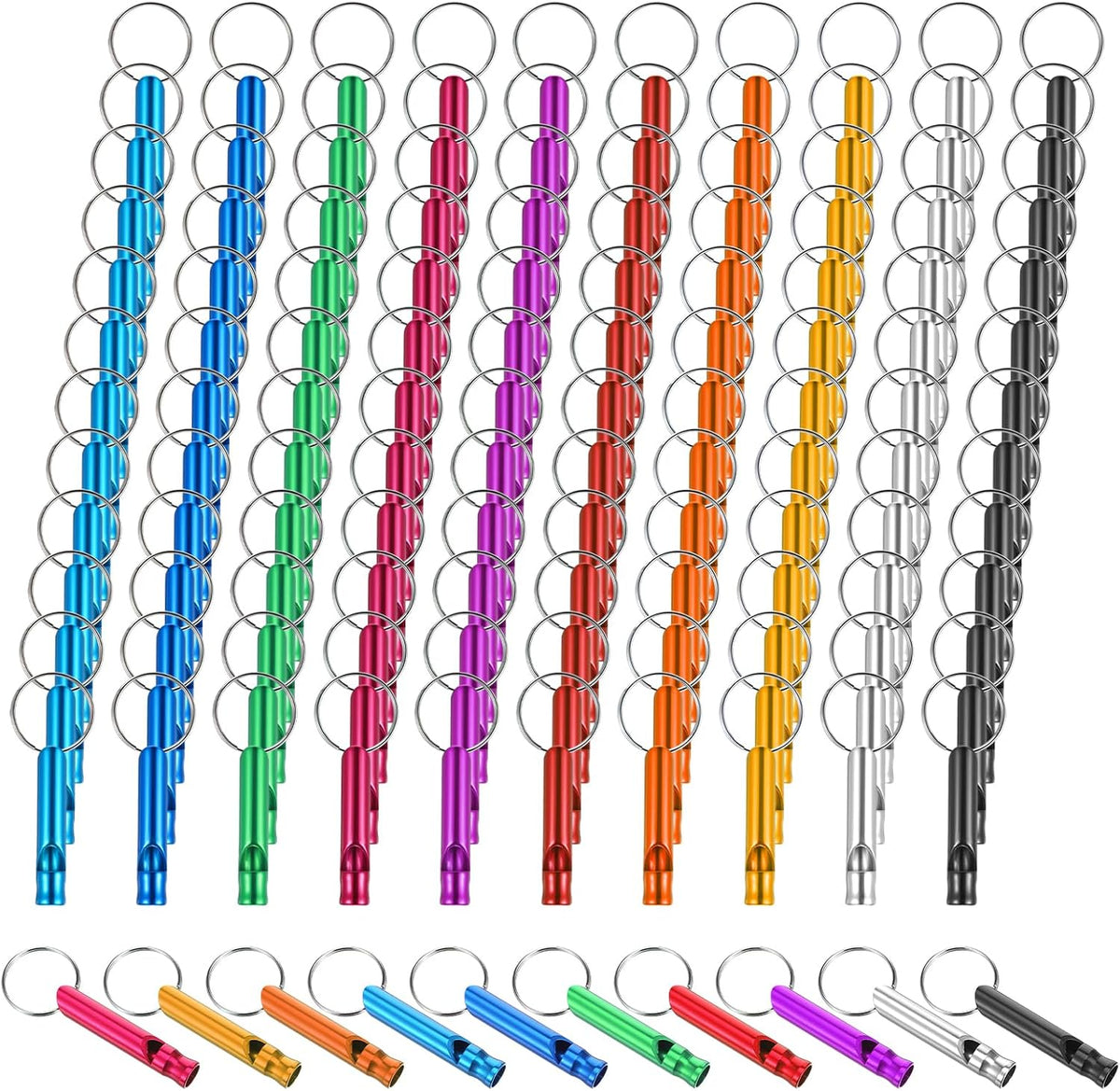 120 Pieces Aluminum Emergency Whistle, Kids Safety Whistle With Keychain