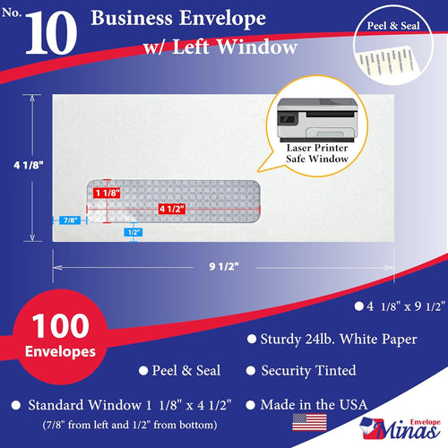 100 Minas Envelope - #10 Business Envelope, 4 1/8 X 9 1/2
