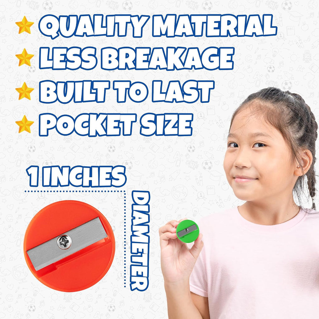 Mini Pencil Sharpeners (144-Pack) Pocket Handheld Colored Pencil Sharpeners