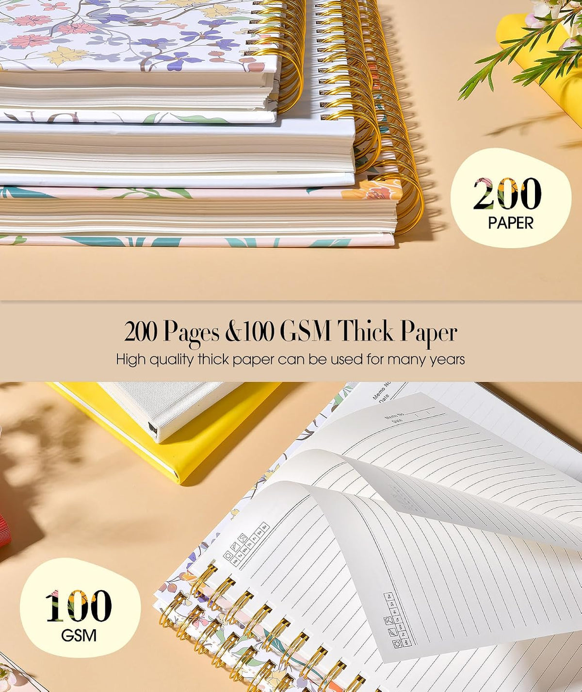 Cute Spiral Notebook Journal for Women, 200 Pages Lined Notebooks 8.5” x 11”