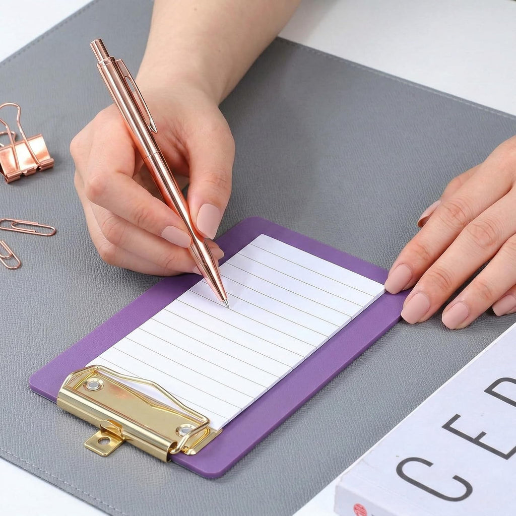 6 Pcs Mini Glitter Clipboard 4 x 6 Inches, Bling Small Acrylic Clipboards Set