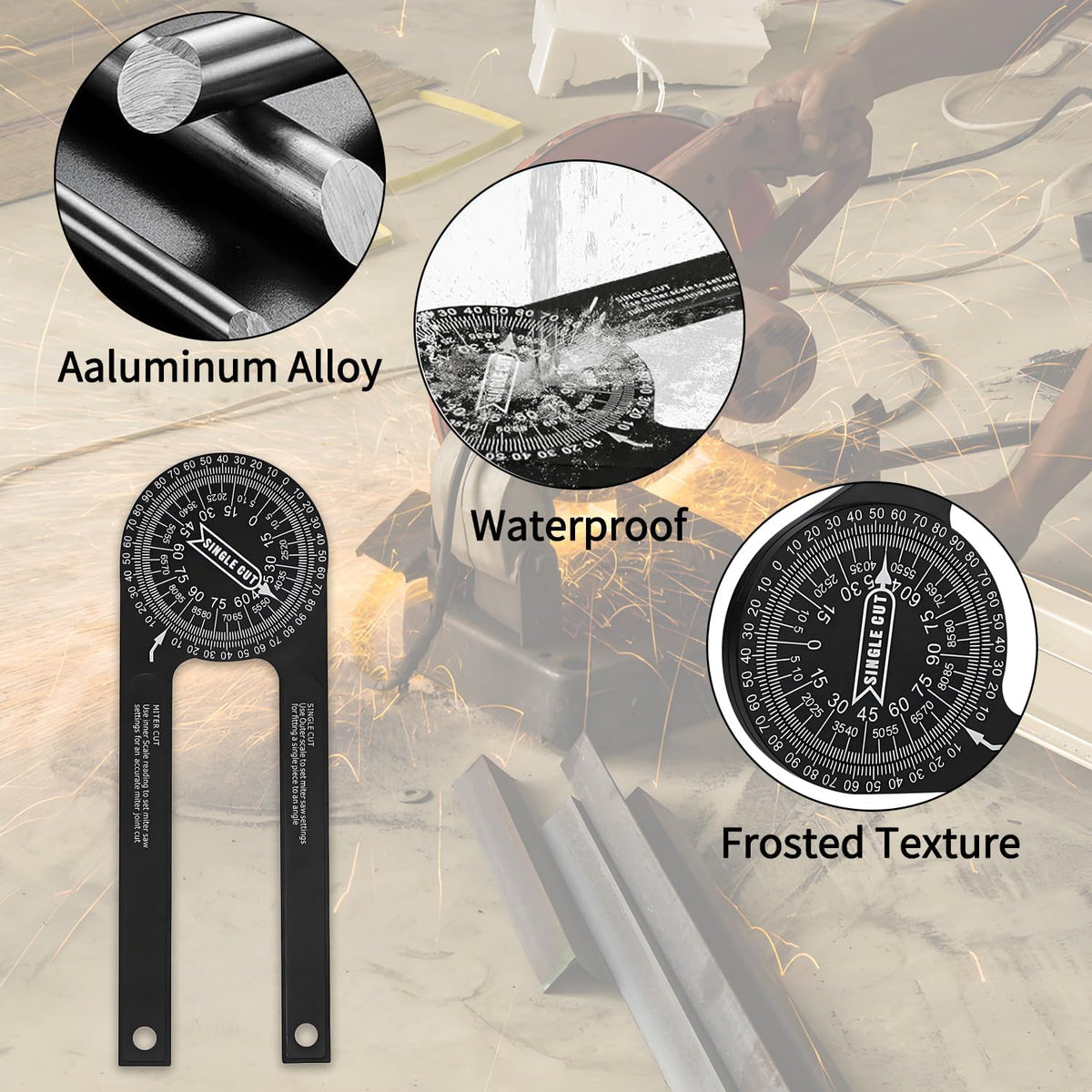 Aluminum Miter Saw Protractor，Angle Finder Tool，7-Inch Rust Proof