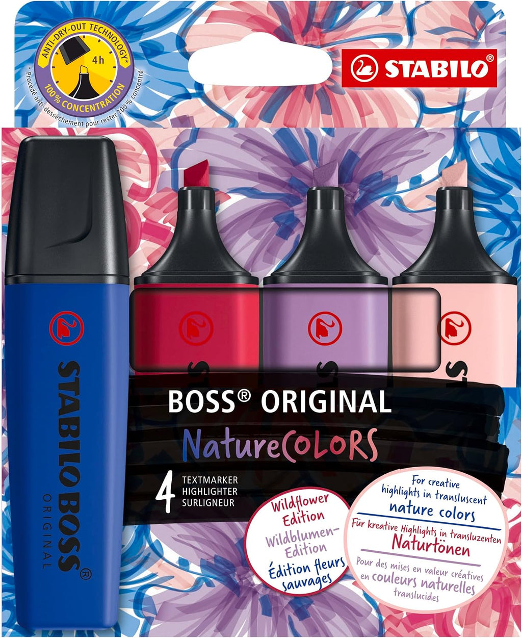 STABILO BOSS ORIGINAL NatureCOLORS Wildflowers Edition - Highlighter - Pack of 4 - Blush