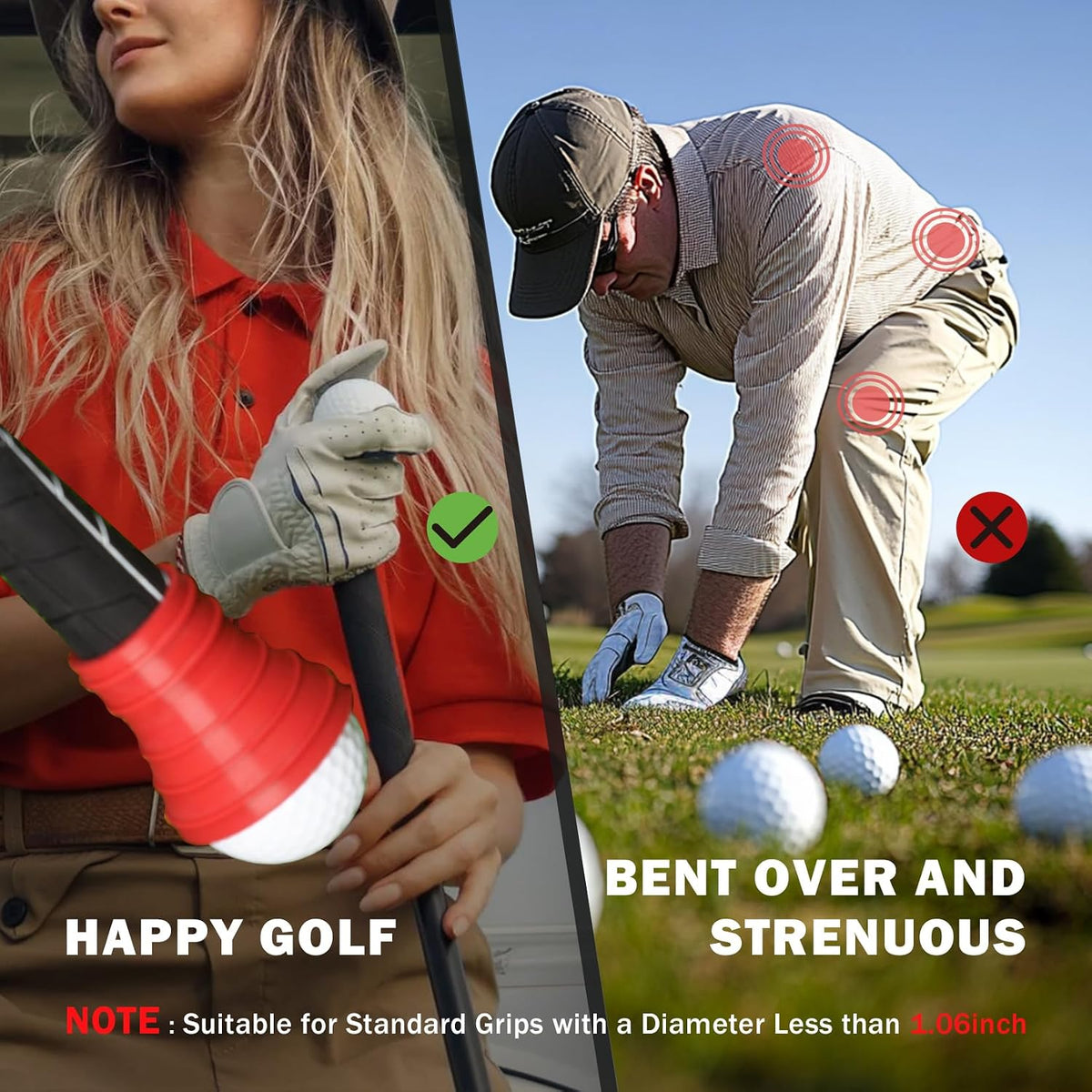 2Pcs Golf Ball Pickup Tool Retriever Rubber Suction Tool