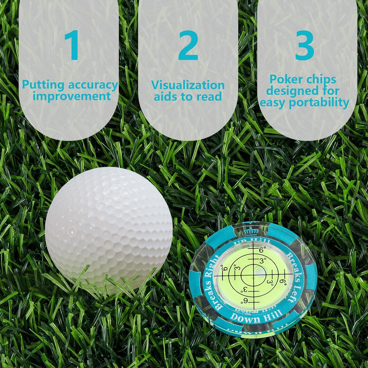 Golf Green Reader, Golf Ball Marker with High Precision Green Reading Aid