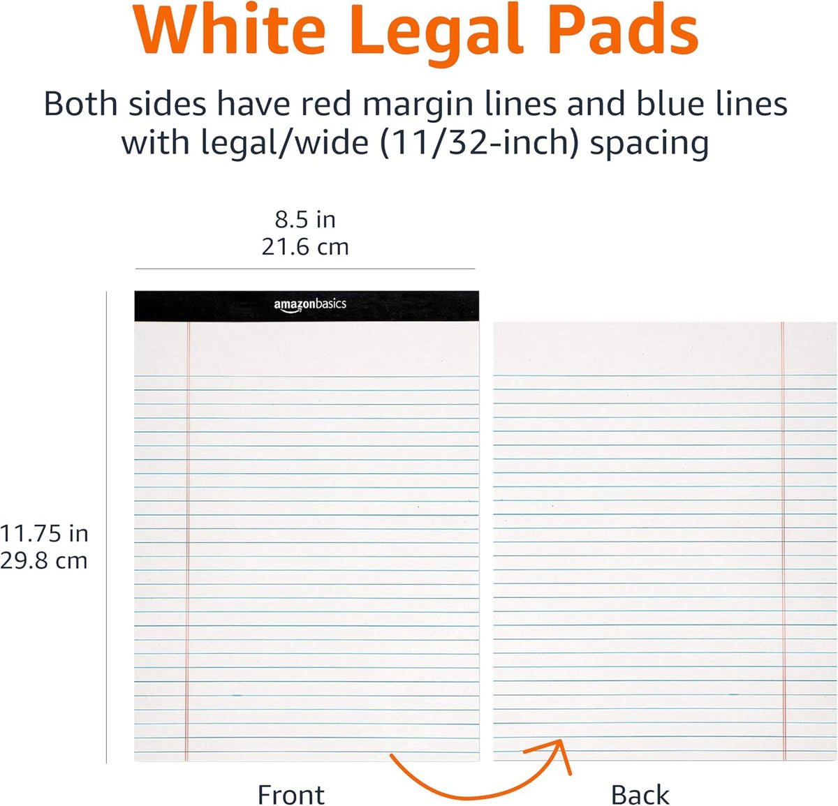 Amazon Basics Wide Ruled Lined Writing Note Pads for Office Supplies, 8.5" x 11.75"