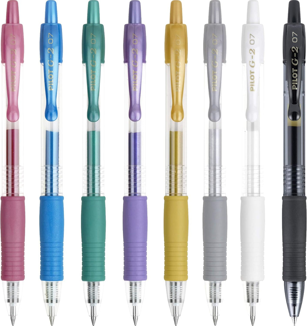 PILOT G2 Premium Gel Ink Pens, Fine Point 0.7mm, Assorted Inks, 8-Pack