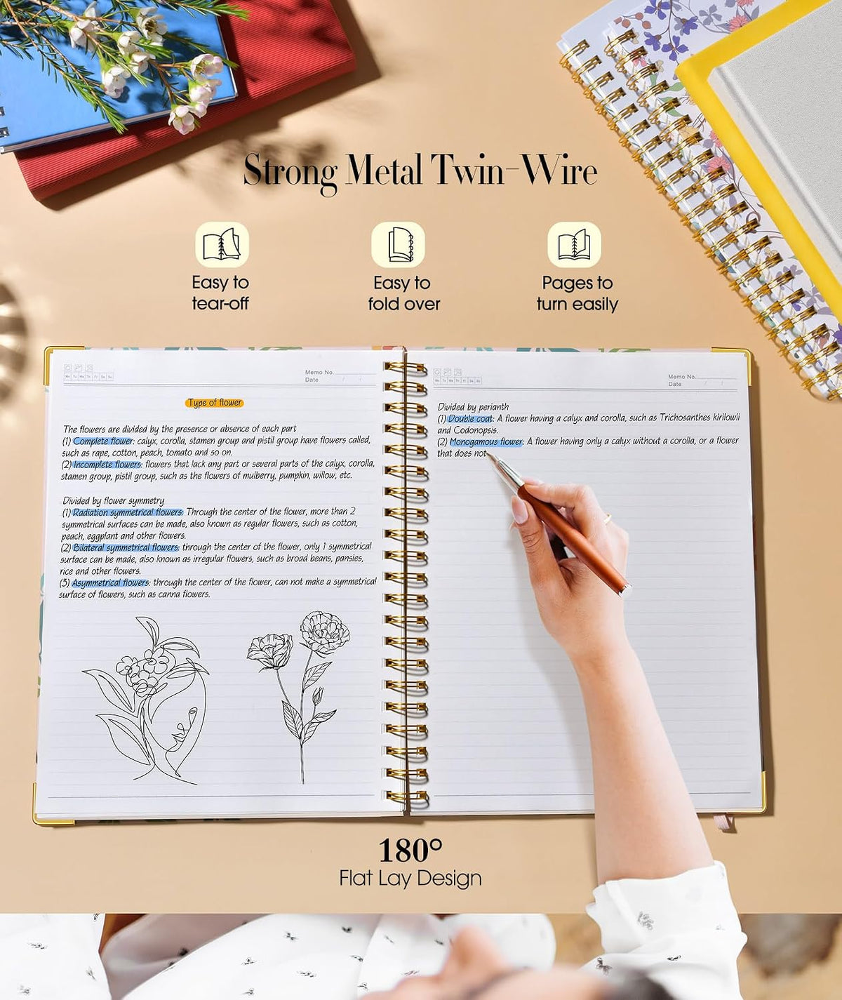 Cute Spiral Notebook Journal for Women, 200 Pages Lined Notebooks 8.5” x 11”