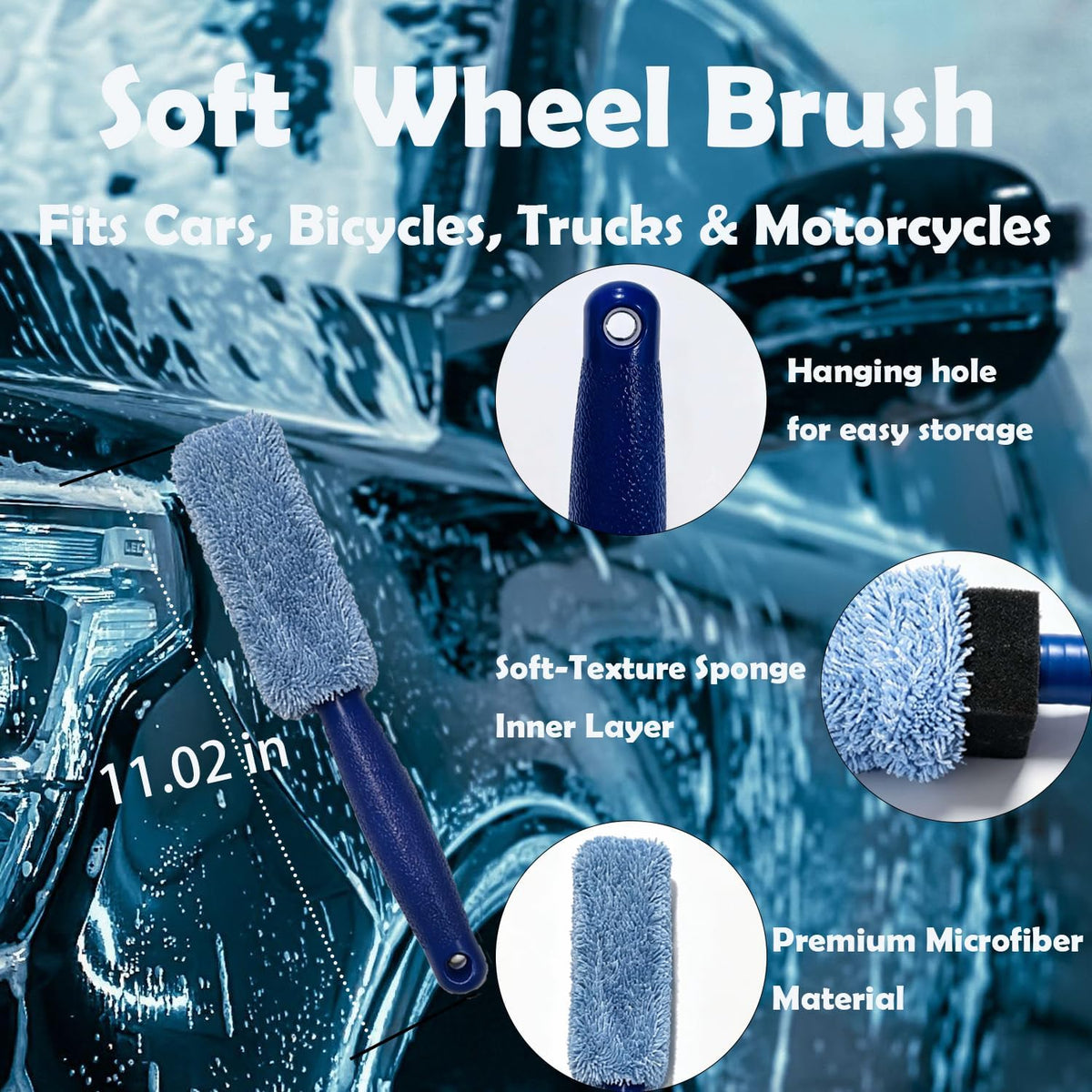 4 Pcs Car Wash Kit, Collapsible Bucket with Handle, Car Wash Brushes