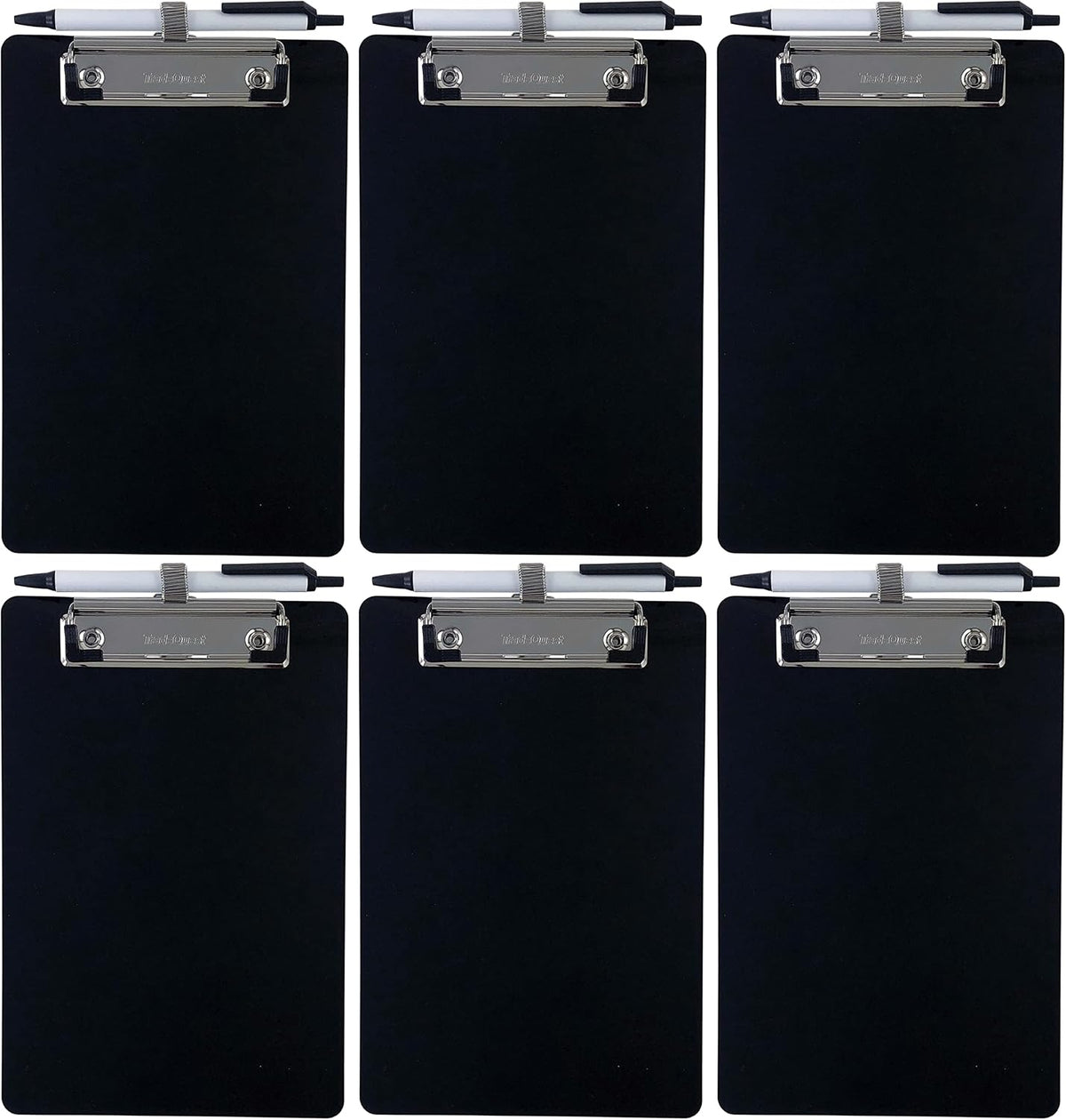 Trade Quest Black 6'' x 9'' Clipboards Pen Holder Pen Included (6-Pack)
