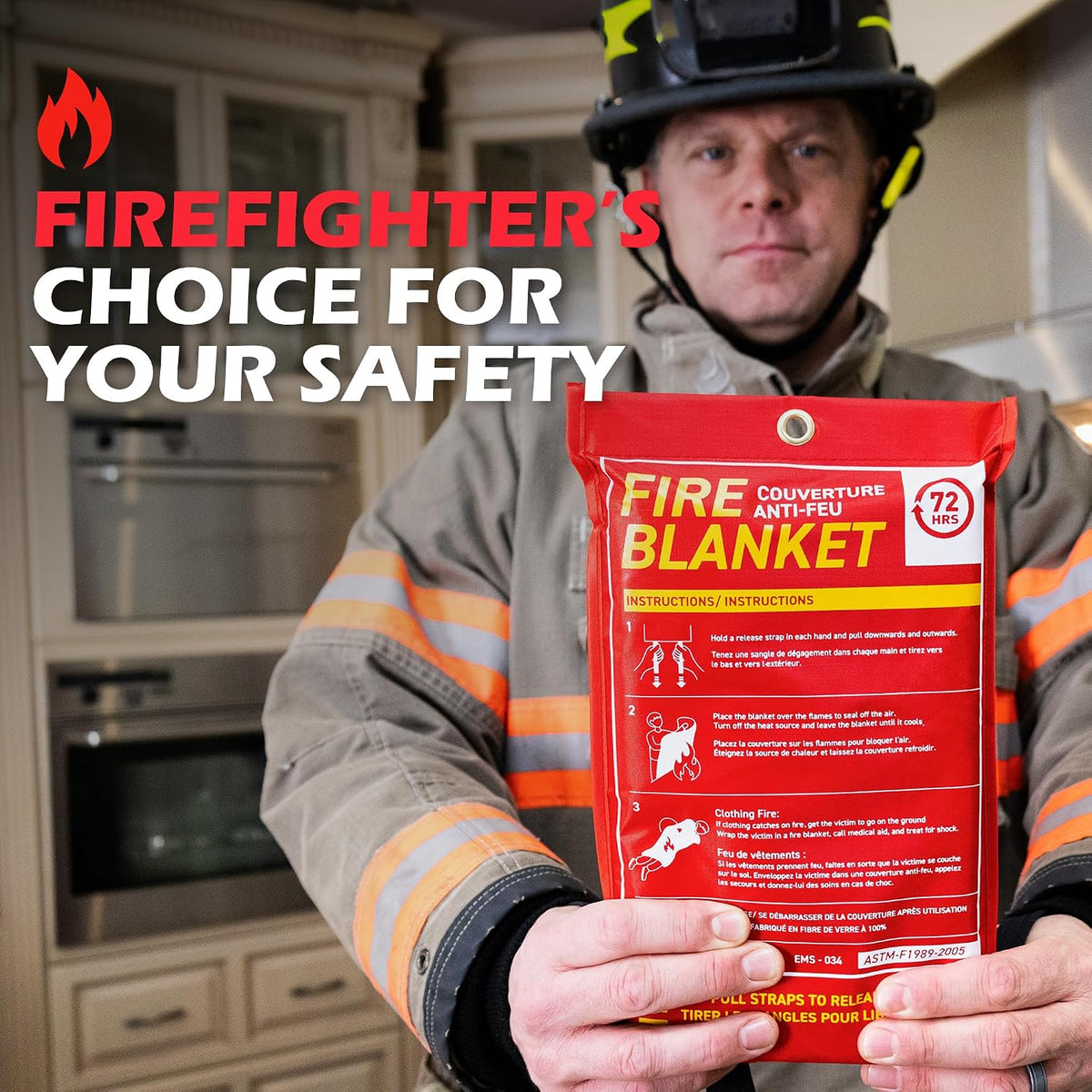 72 HRS Emergency Fire Blanket, Fiberglass Fire Blanket, 40 × 40 in