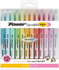 JVPEN Power Line Mild Highlighter – 12‑Color Set, 4 mm Chisel Tip, Quick‑Dry Pigment Ink