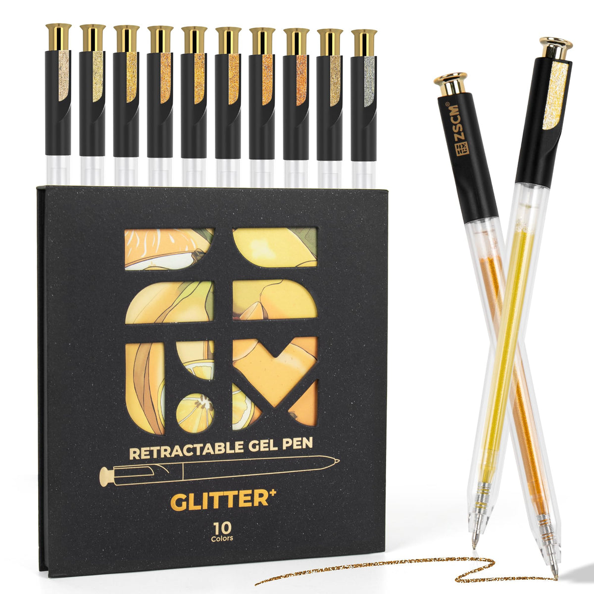 10 Blue Explosive Shimmer Retractable Glitter Gel Pens, Upgraded Sparkle