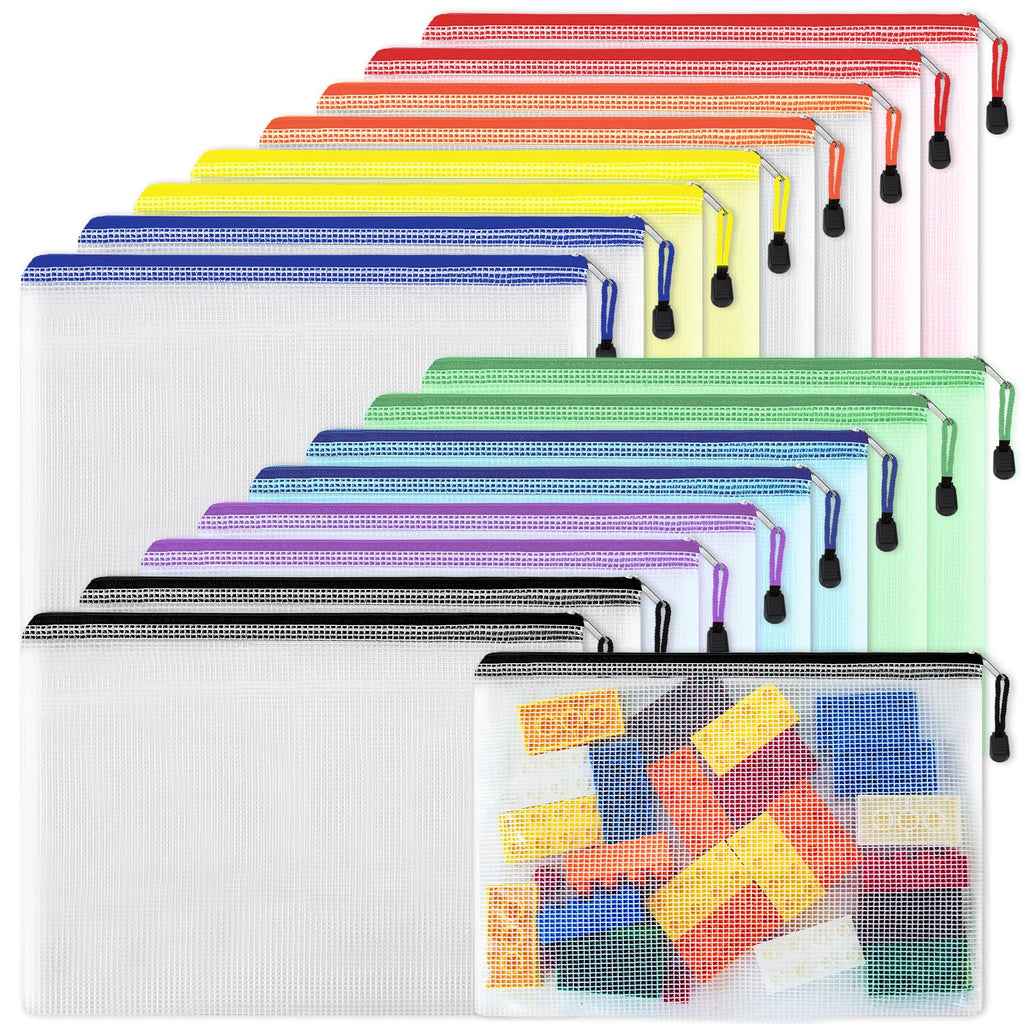 EOOUT 24pcs Mesh Zipper Pouch Bags, for Organizing Storage, Waterproof Zipper Pouches