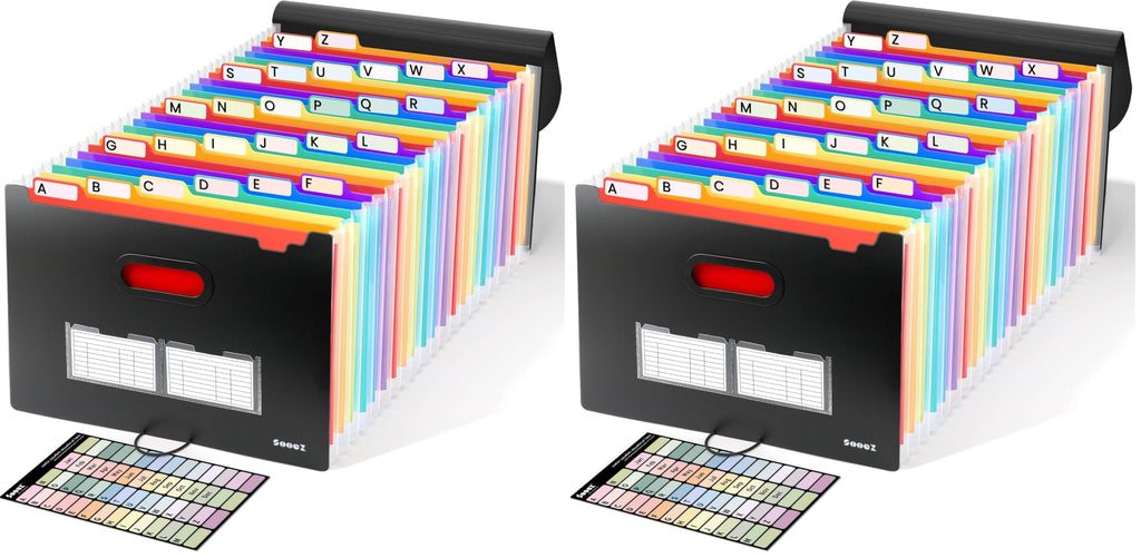 Sooez Accordion File Organizer, 26-Pocket Expanding File Folder Letter Size