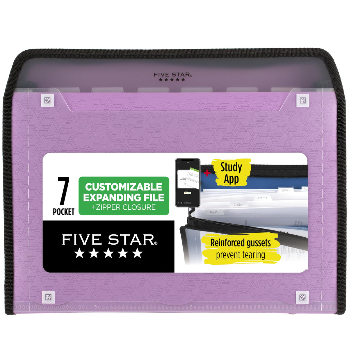 Five Star Expanding File Organizer + Study App, 7-Pocket Accordian File Organizer