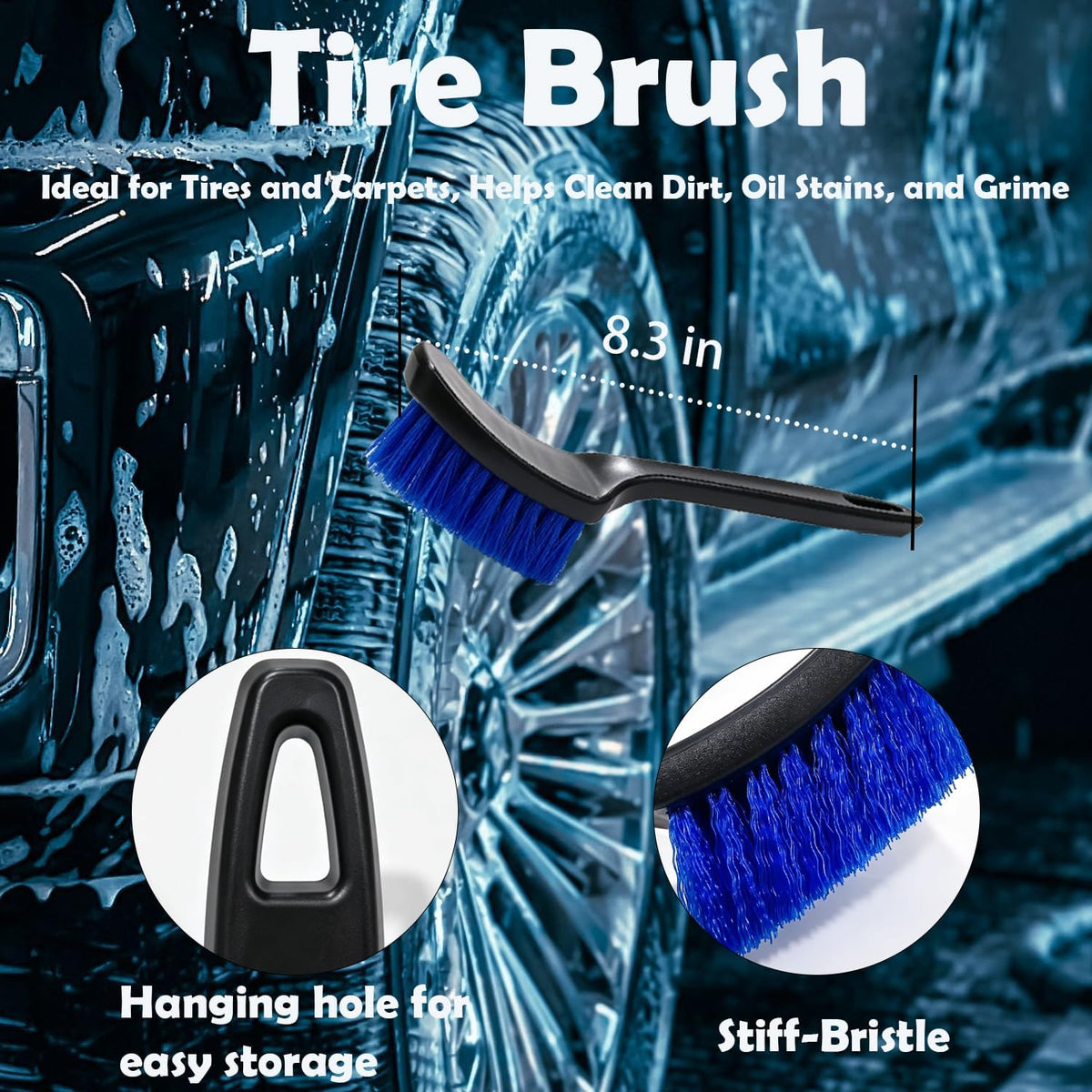 4 Pcs Car Wash Kit, Collapsible Bucket with Handle, Car Wash Brushes