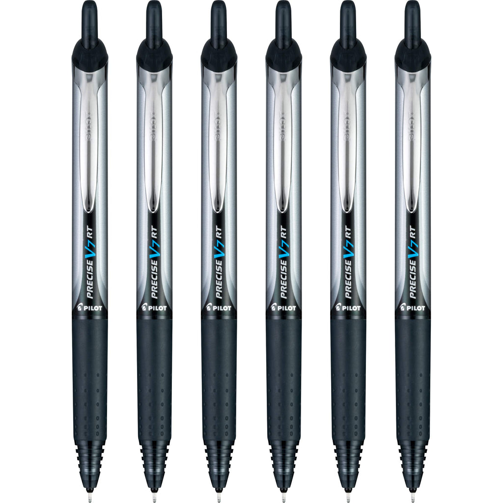 PILOT Precise V7 RT Retractable Rollerball Pens, 0.7mm, Black, 6-Pack