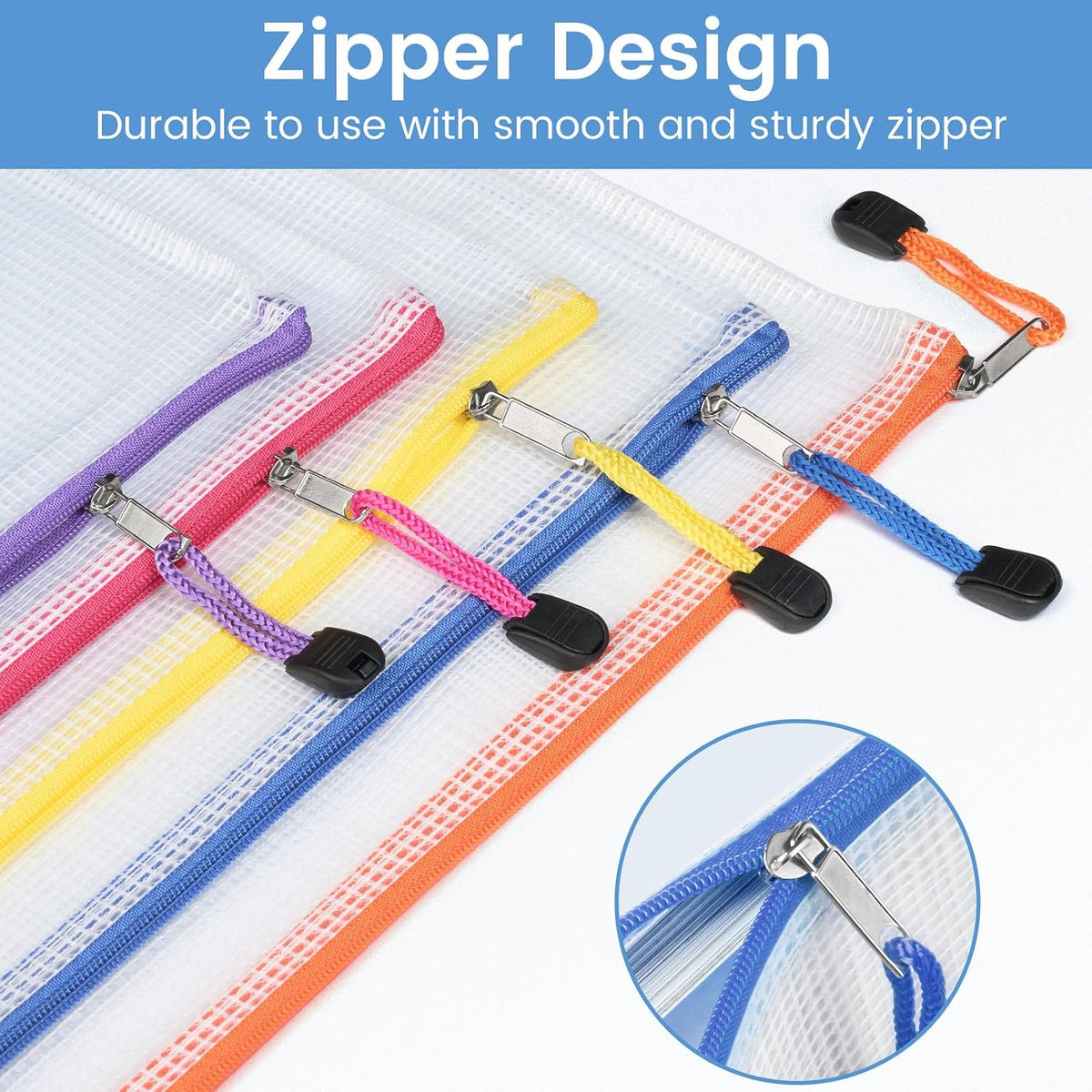 Sooez 24 Pack Mesh Zipper Pouch Bags with Label Pocket, A6 (9.1×4.7 in)
