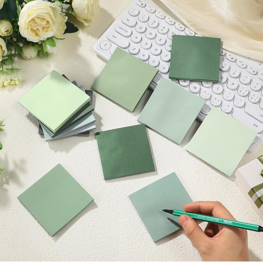 12 Pcs 24 Pcs Sage Green Sticky Notes 3 x 3 Inches, No Lined