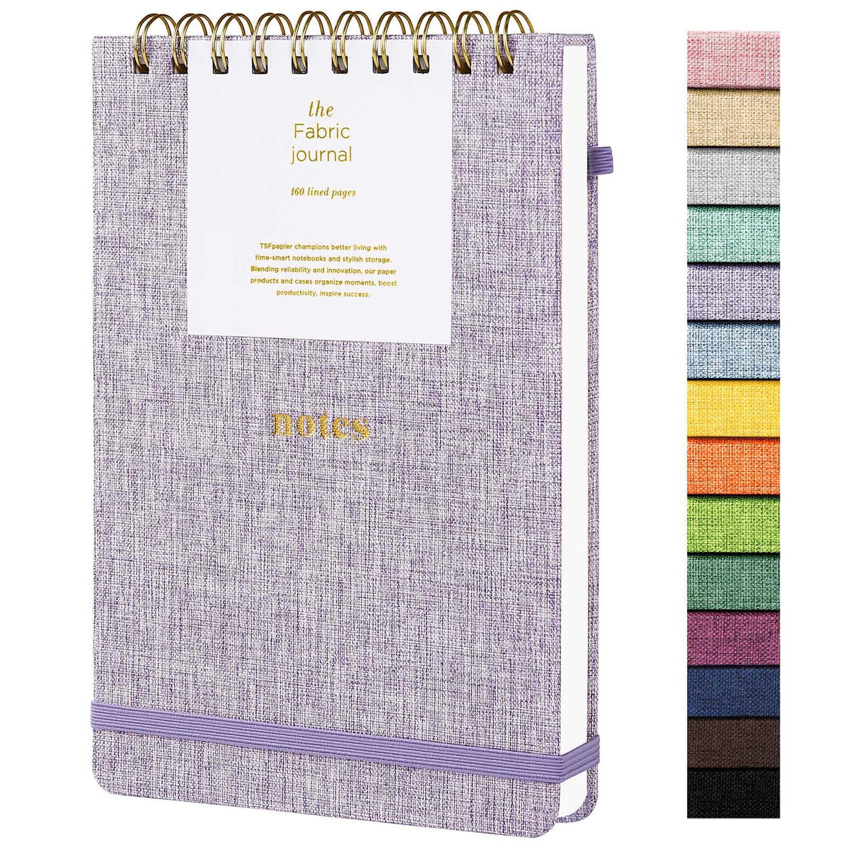 A5 Top Spiral Notebook, Fabric Hardcover College Ruled Journal